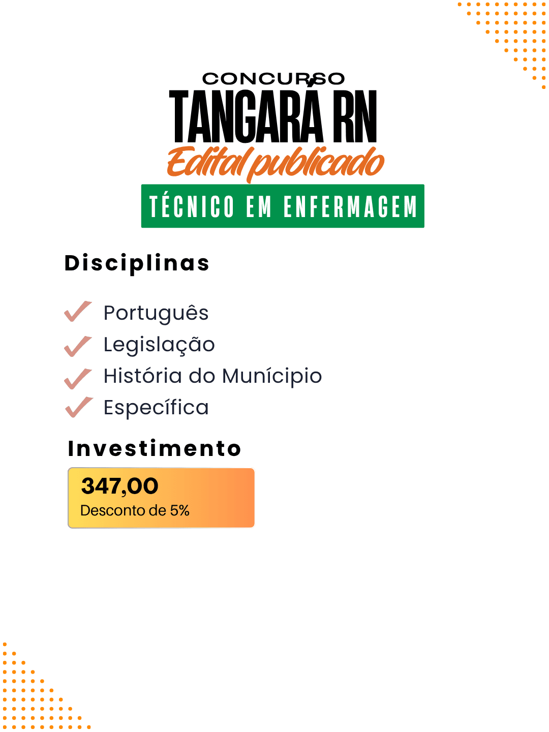 Tangará/RN: Técnico em Enfermagem
